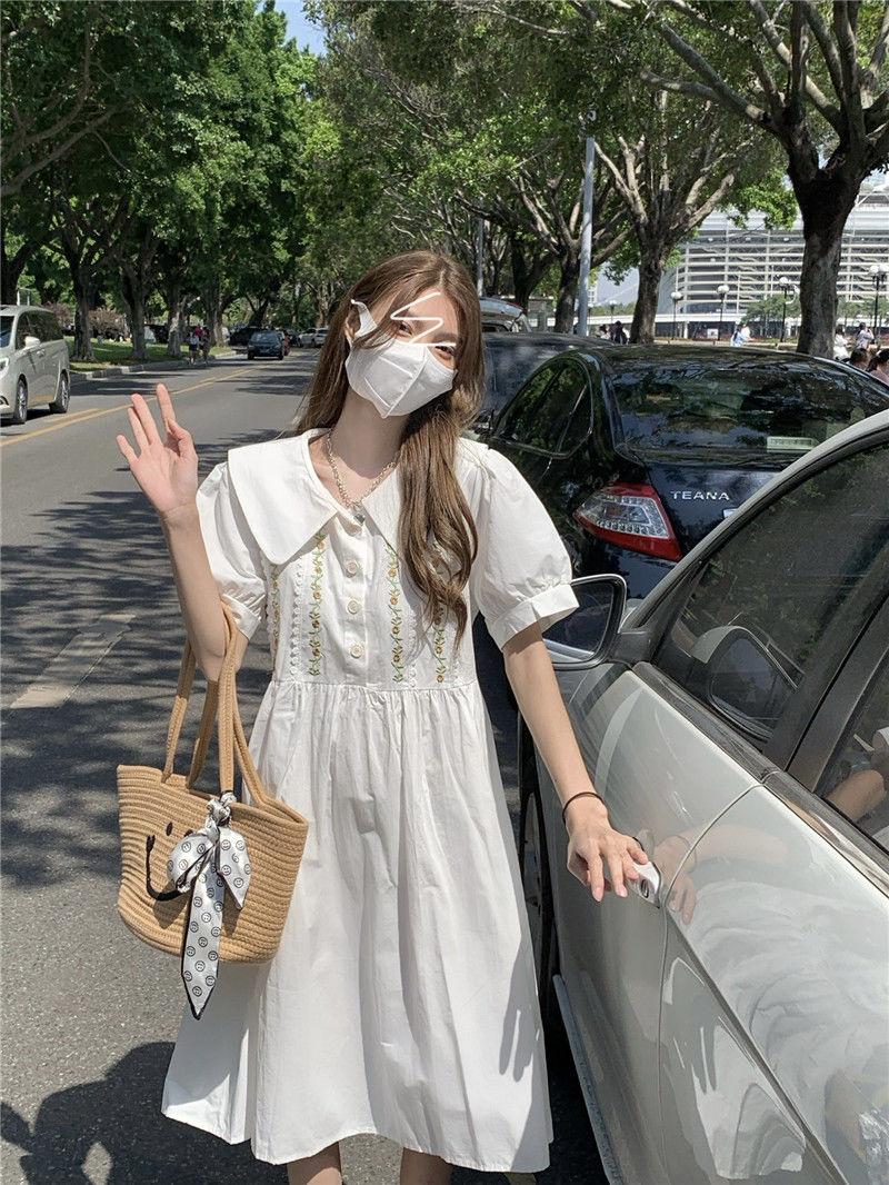 CHENGRUI Váy cổ búp bê cho bé gái 15 tuổi 14 học sinh tiểu học 13 bé gái Mori mặc váy ngọt ngào quá đầu gối
