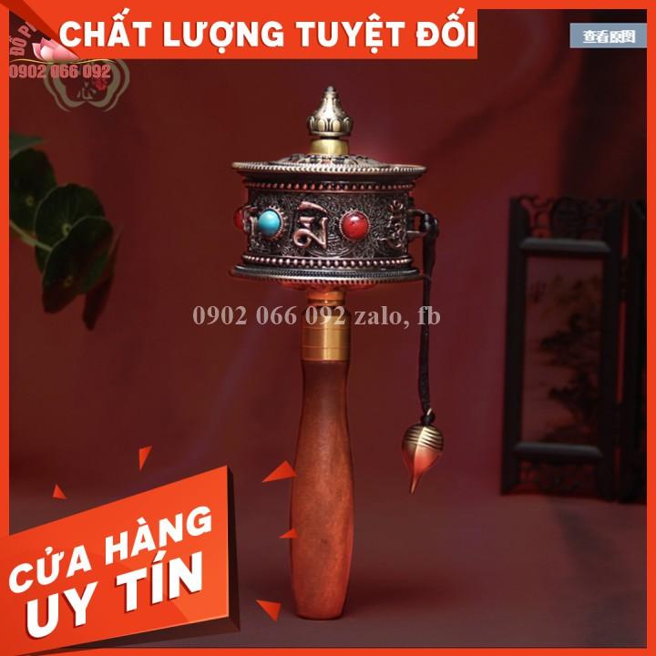 Kinh luân cầm tay size to có chứa câu thần chú Om Mani Padme Hum