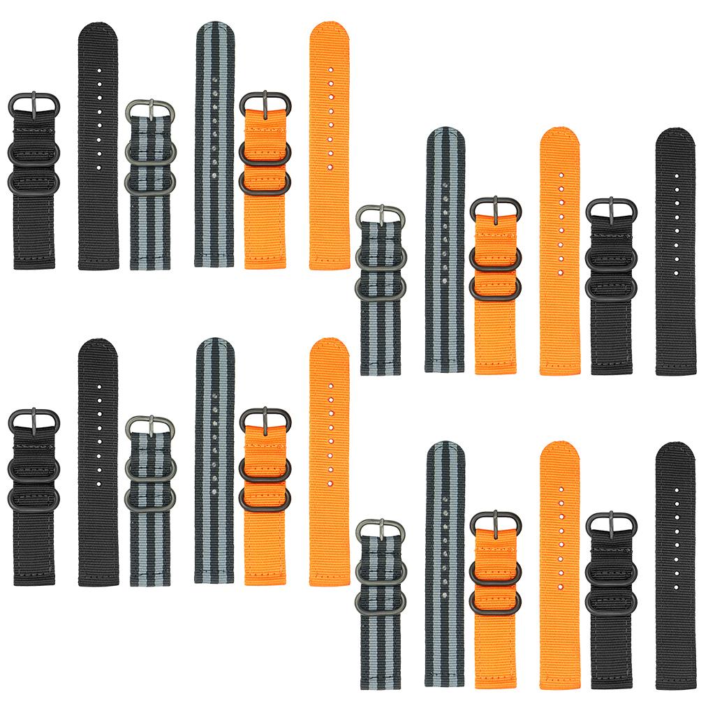 18,20,22,24mm Canvas Watch Strap Replacement Woven Fabric Watch Band with Three Steel Buckle