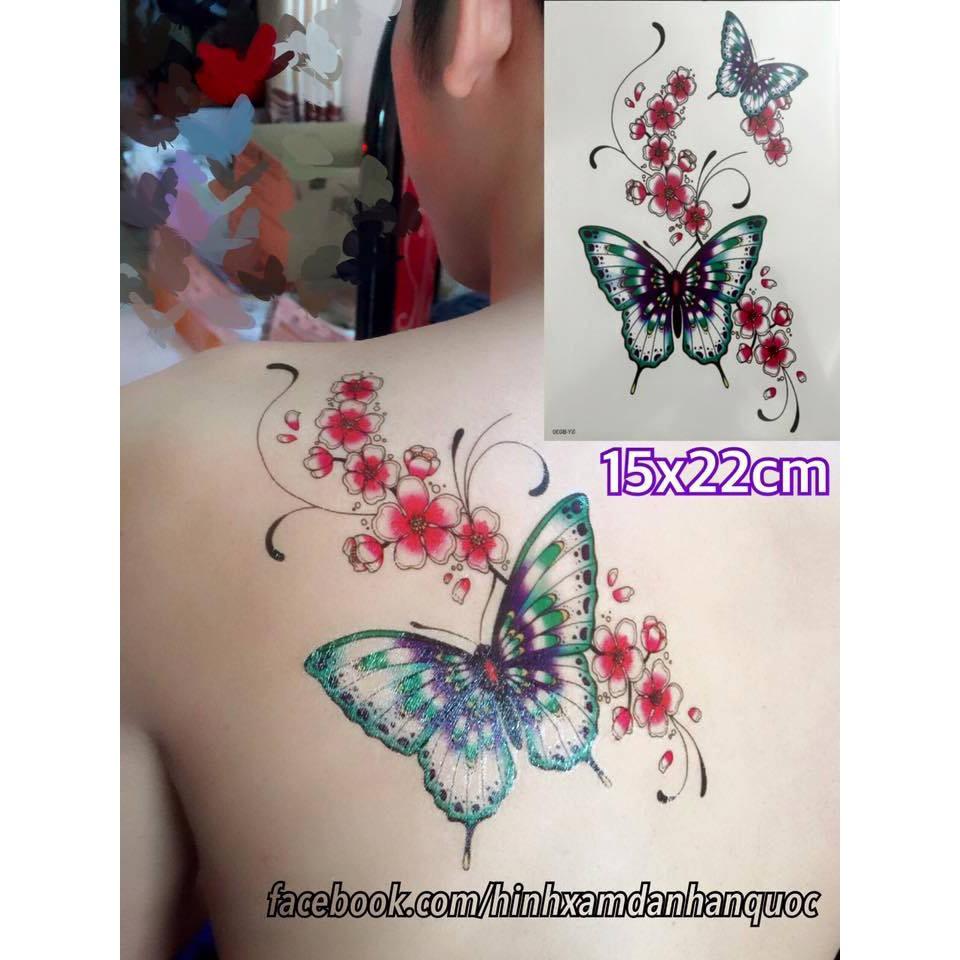 Hình xăm dán bướm 10x6cm