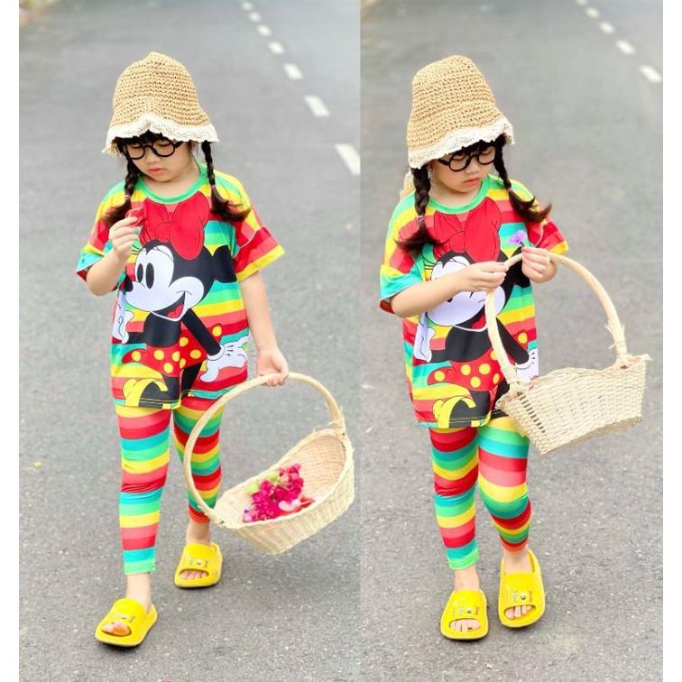 Bộ tay ngắn quần dài thun lạnh in 3D siêu đẹp, bộ quần áo bé gái
