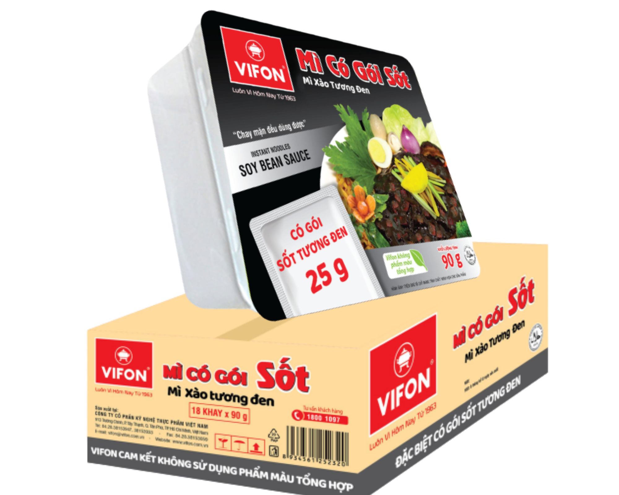 Thùng 18 Mì Xào Tương Đen VIFON (90g / Khay)