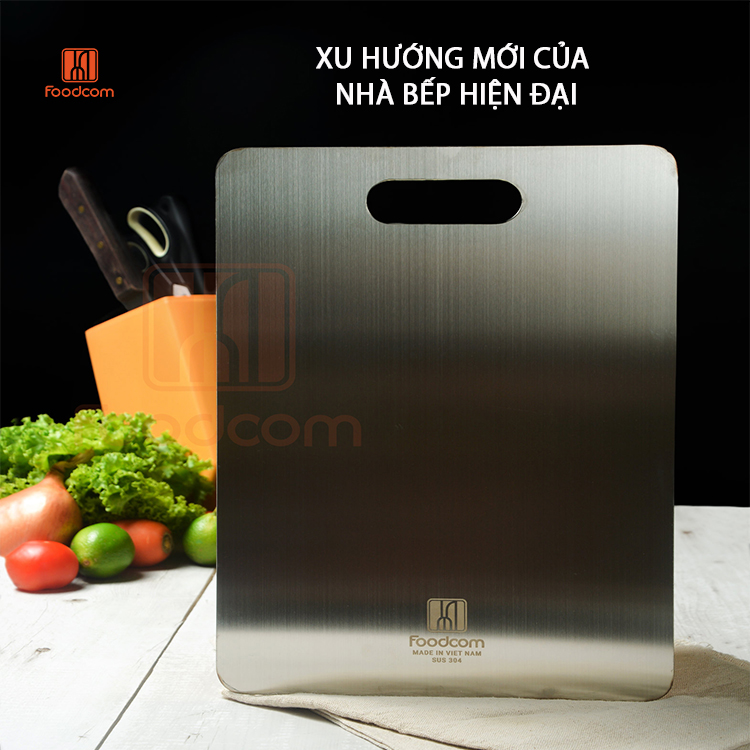 Thớt inox cao cấp 304 Foodcom chống ẩm mốc, kháng khuẩn