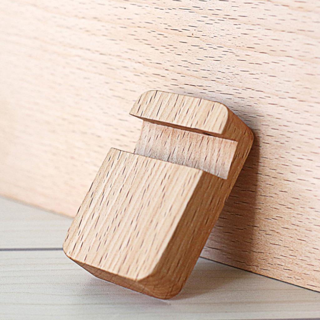 2Pcs Solid Wood Home Car Mount Stand Cradle Holder Switch Cell Smartphone