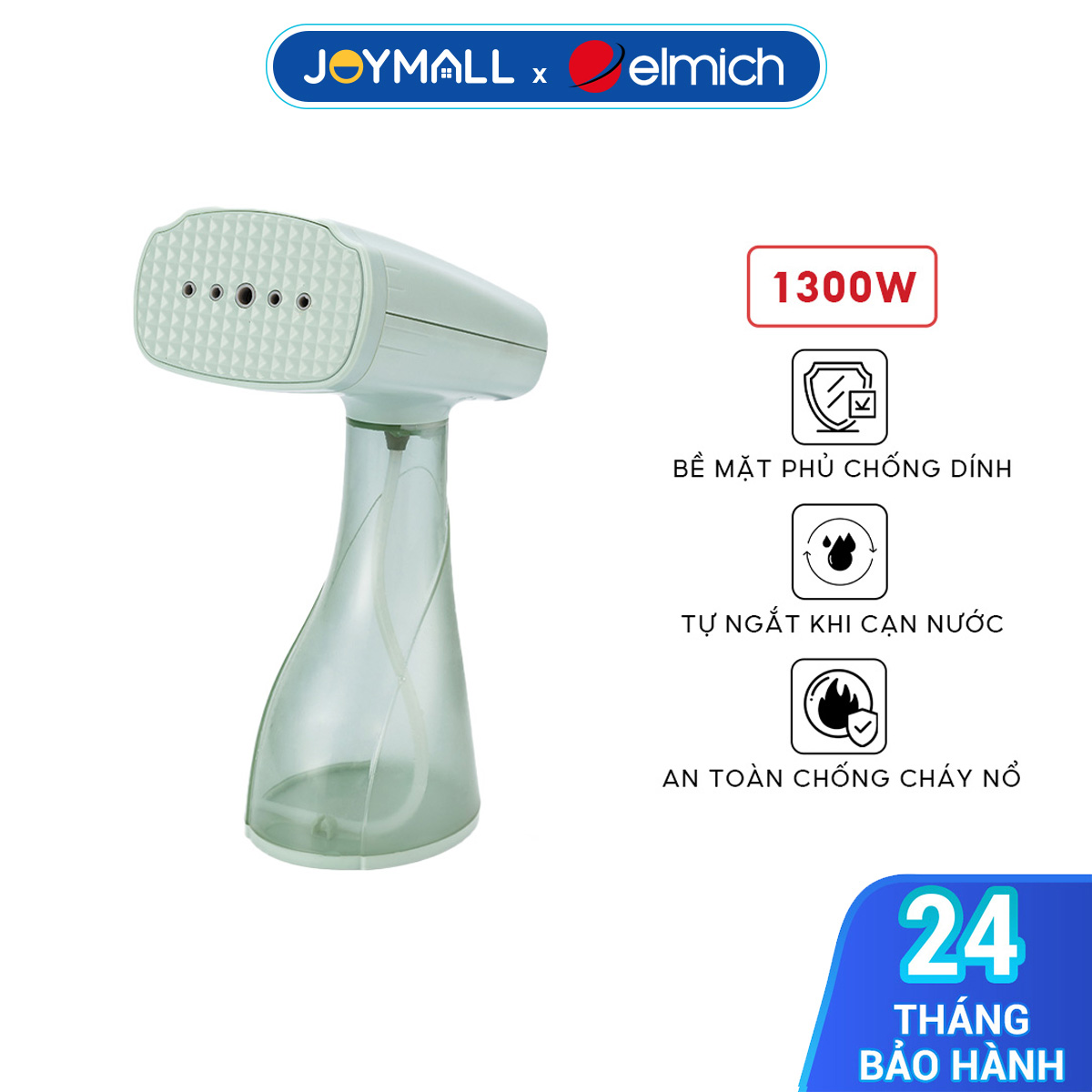 Bàn Ủi Hơi Nước Cầm Tay Elmich SIE9163 1300W, Hàng Chính Hãng, Đầu Phun Hơi Phủ Chống Dính - JoyMall