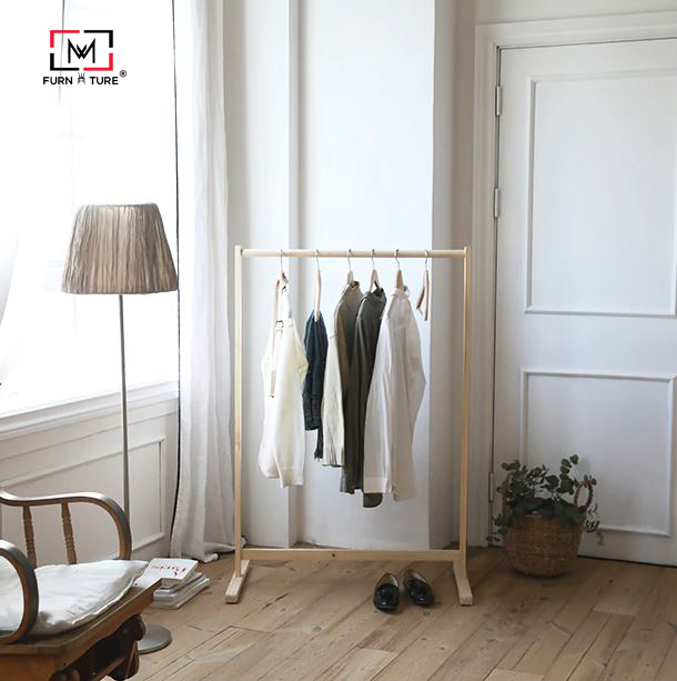 [ NGANG 86 ] GIÁ TREO QUẦN ÁO GỖ LẮP RÁP HÀN QUỐC MWFURNITURE - SINGLE HANGER NATURAL