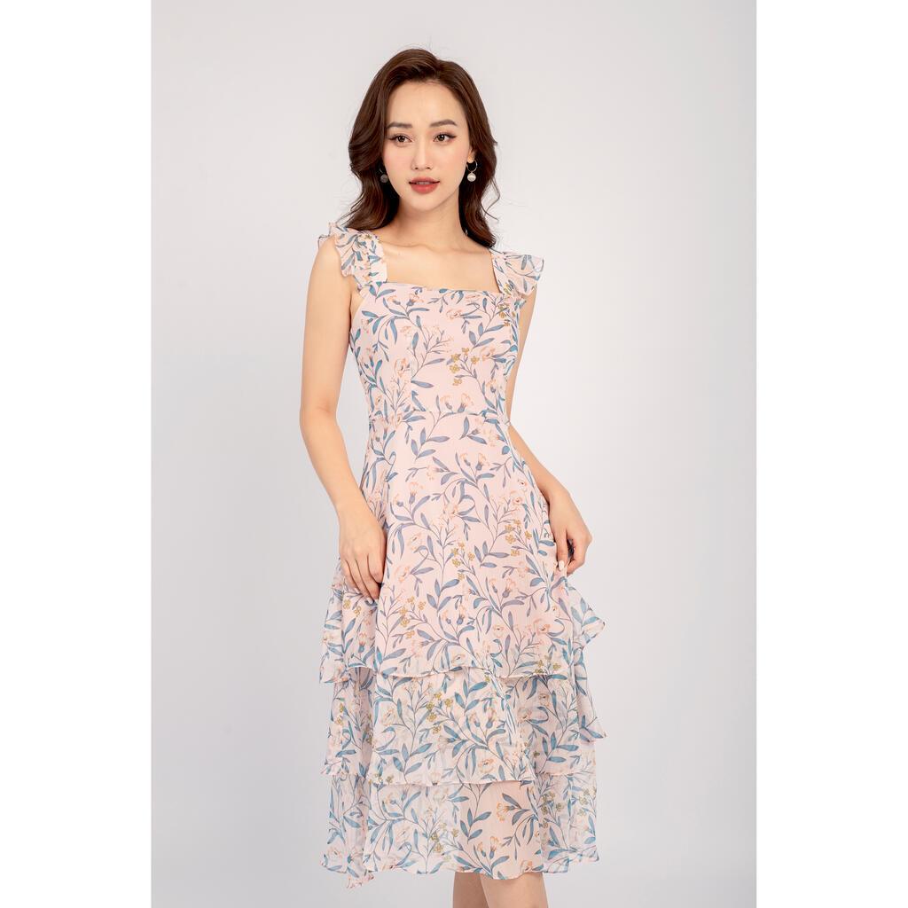 Đầm maxi, quai kẹp bèo, tùng bèo ba tầng MMOutfit DA0222421