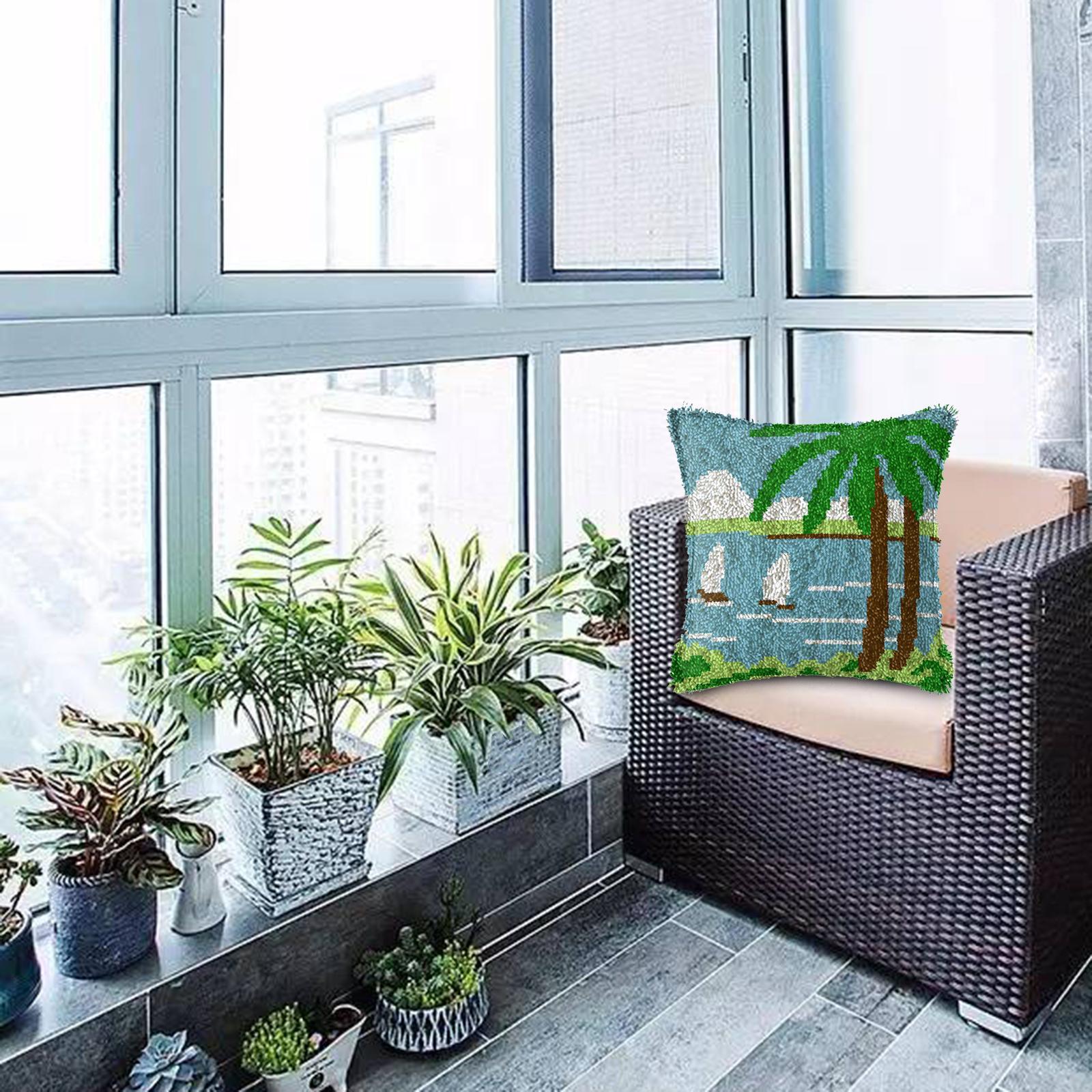 Latch Hook Embroidery Kits Cushion Needlework Blank Pillowcase Mesh Style 1