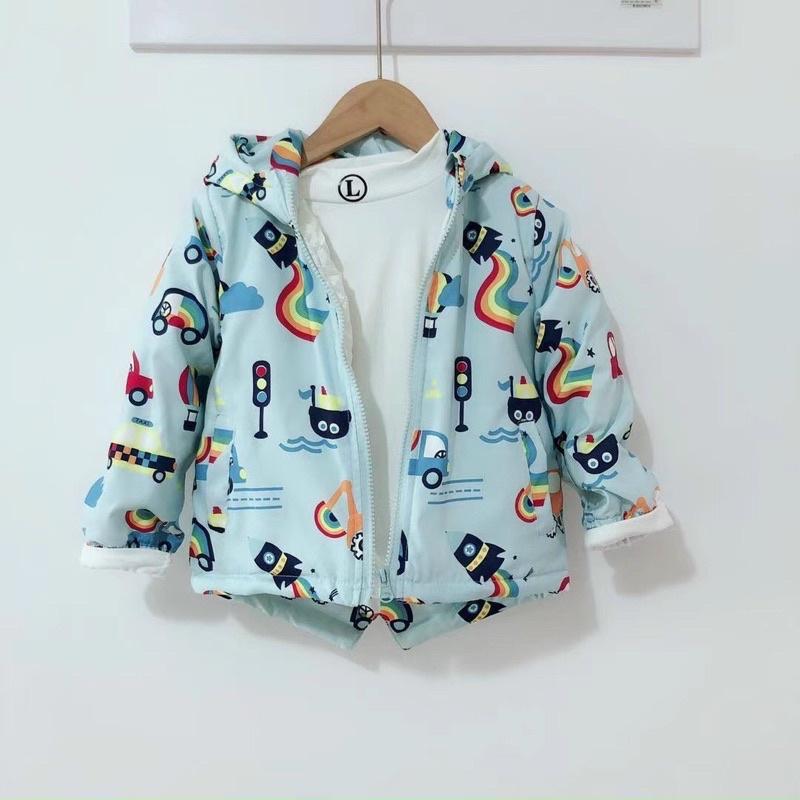 Áo khoác gió 3 lớp bé trai bé gái, lót nỉ hàng chuẩn đẹp