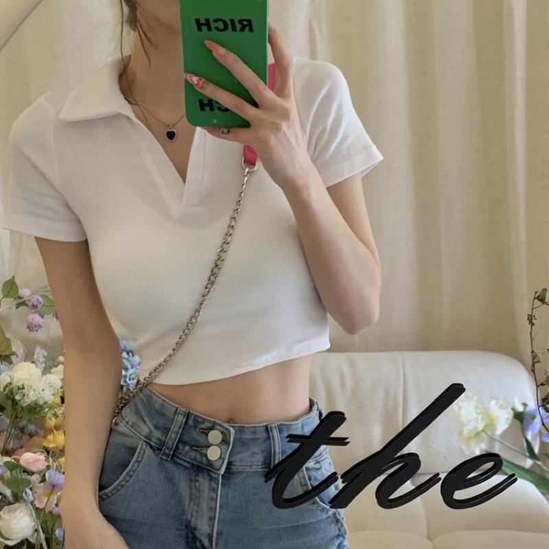 Áo croptop Polo đủ màu - áo croptop cổ gậpvải tốt