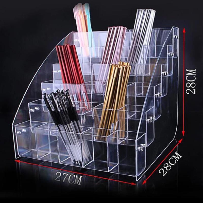 Kệ mica trưng bày bút viết, văn phòng phẩm, nhiều kích thước, thiết kế theo yêu cầu - 3 Tầng