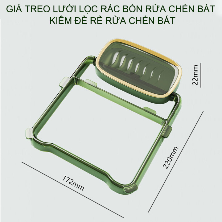 Giá để lưới lọc rác gắn bồn rửa chén bát kiêm để rẻ, khăn lau đa năng kèm túi 50 lưới lọc hoặc chỉ 50 lưới lọc