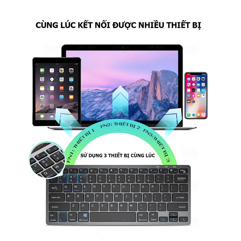 Bộ Bàn Phím Và Chuột Không Dây Vinetteam KB-01 Bàn Phím Bluetooth Mini Dành Cho Điện Thoại Laptop Ipad – Hàng Chính Hãng