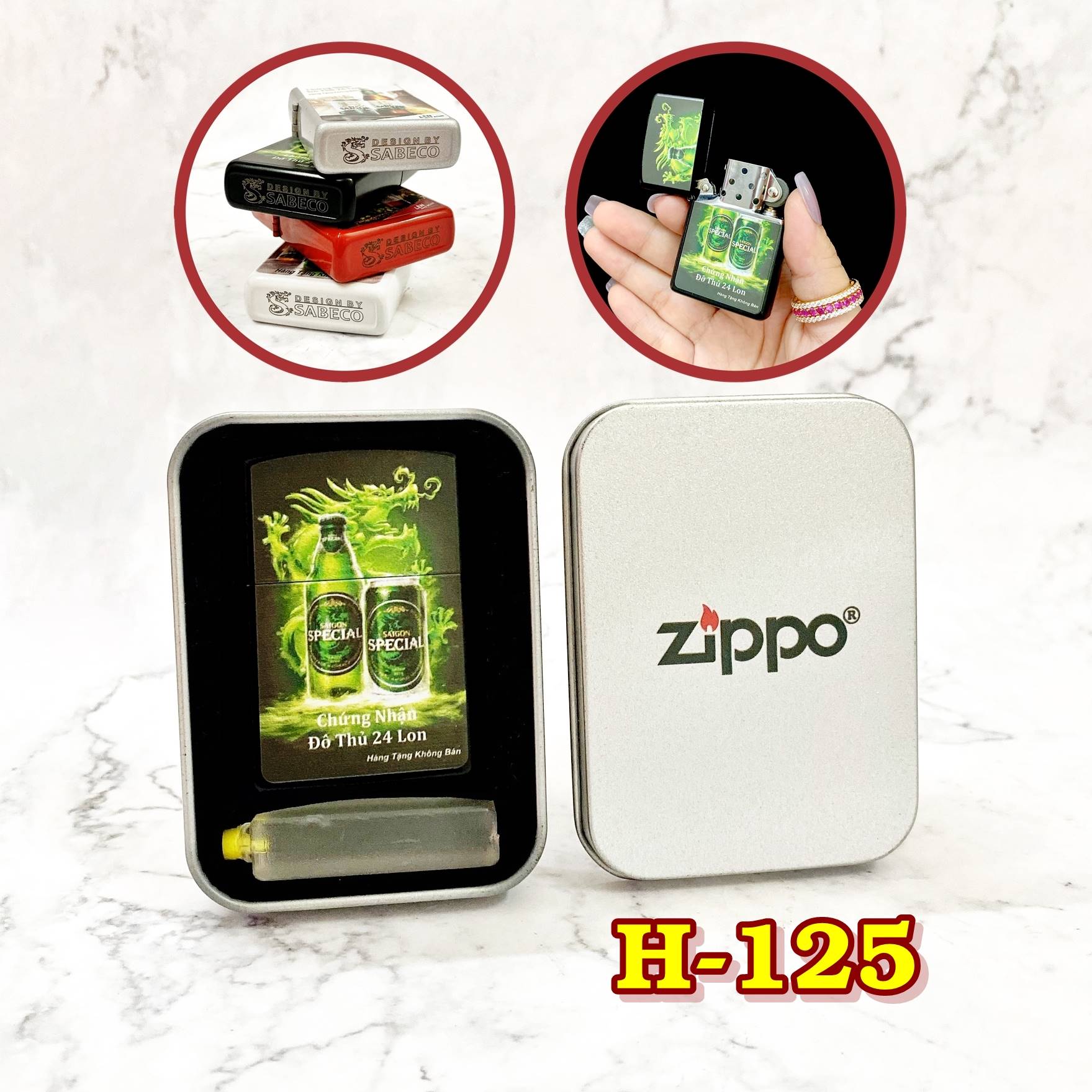 ZPH125-BẬT LỬA ZIPO 2 MẶT THƯƠNG HIỆU BIA SÀI GÒN SPECIAL - #125