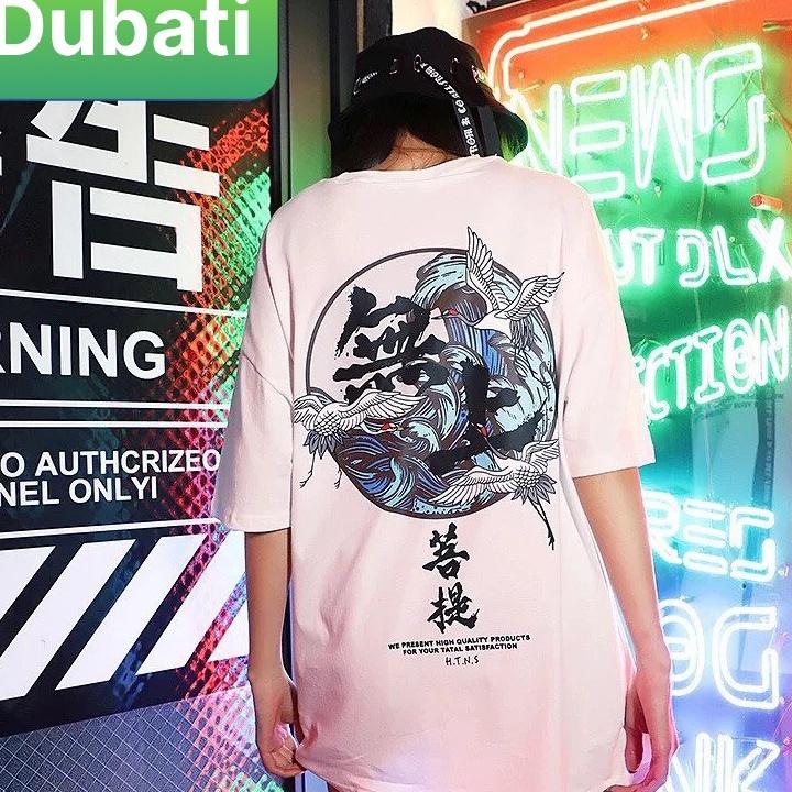 ÁO THUN NAM NỮ FROM RỘNG TAY LỠ IN HÌNH HẠC CHẤT THUN CO GIÃN THOÁNG MÁT- DUBATI FASHION