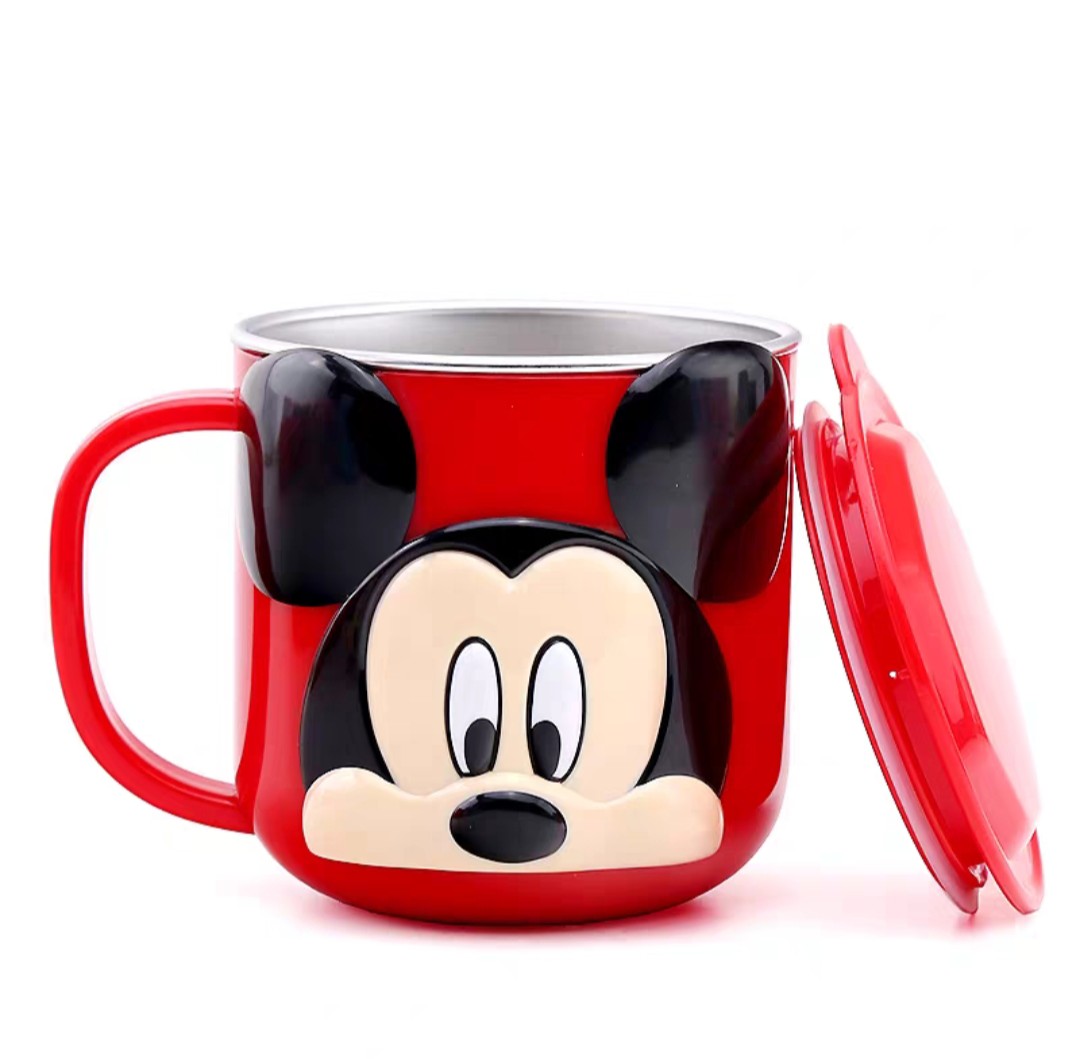 Ly cốc giữ nhiệt Disney hình chuột Mickey Mouse 3D có nắp và quai cầm cho bé - 260ml