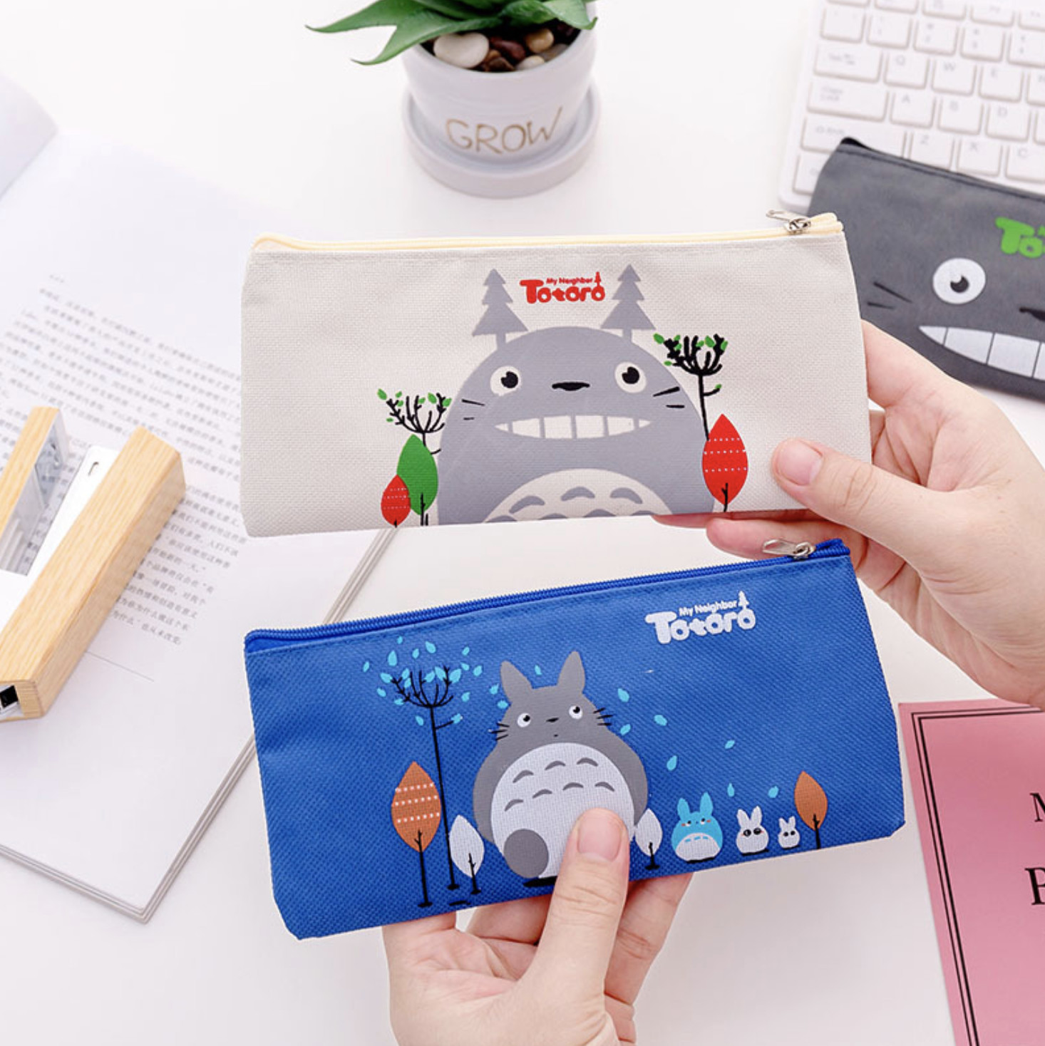 [COMBO 4 chiếc] Túi Vải Đựng Đồ Dùng Học Tập TOTORO siêu tiện ích