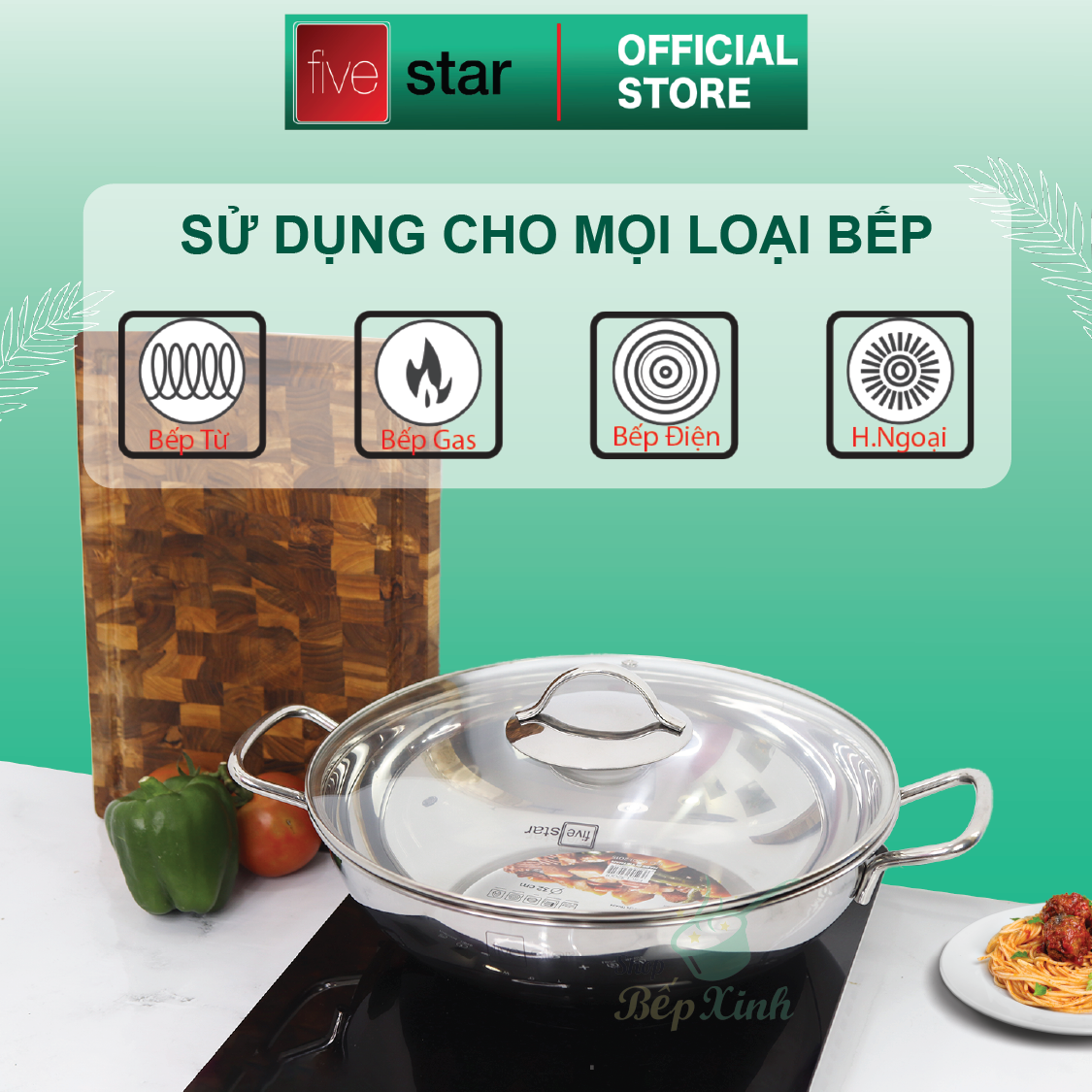 Chảo Xào 3 Đáy Nắp Kính FivestarW32-3DG
