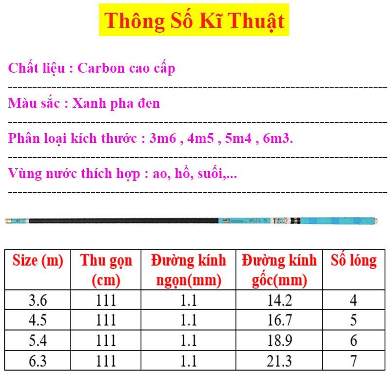 Cần Câu Đơn Câu Đài Kaiwu 5H Cần Câu Tay Carbon Tặng Kèm Đọt Phụ