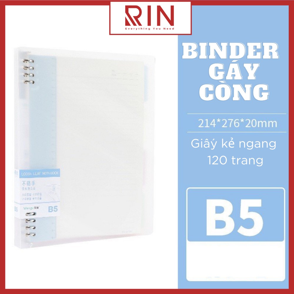 Sổ Tay Ghi Chép Gáy còng  / Binder Gáy Lò Xo ghi chép 120 Trang/ Bìa nhựa sổ tay gáy còng - Có kèm giấy 120 trang