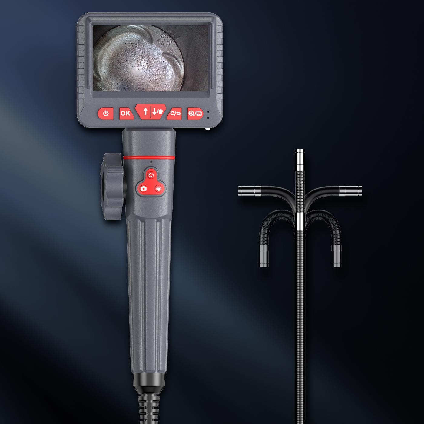 Cáp camera kiểm tra khớp nối Tay lái 2 chiều 180 độ Máy nội soi công nghiệp không có màn hình 4,3" 6 đèn LED