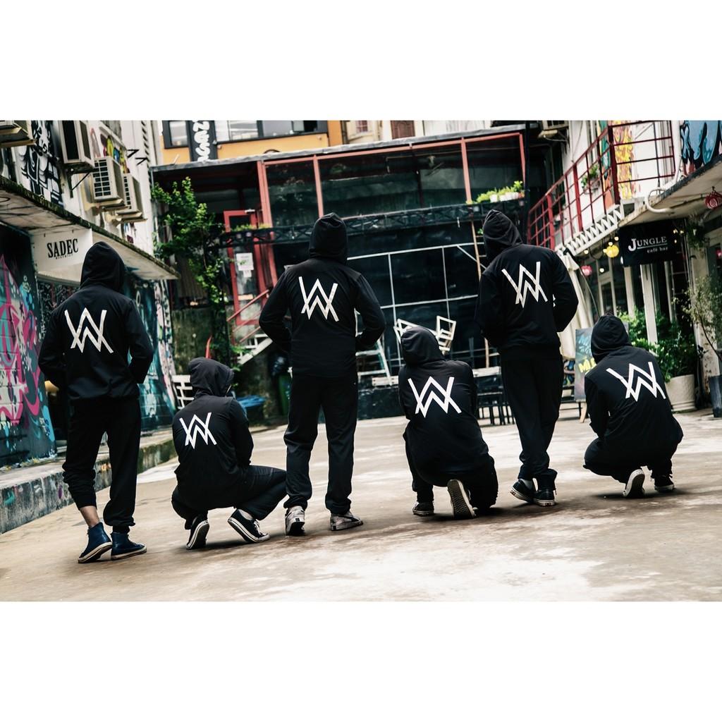 Combo 1 bộ quần và áo khoác mũ hiphop nỉ thu đông thời trang nam nữ alan walker