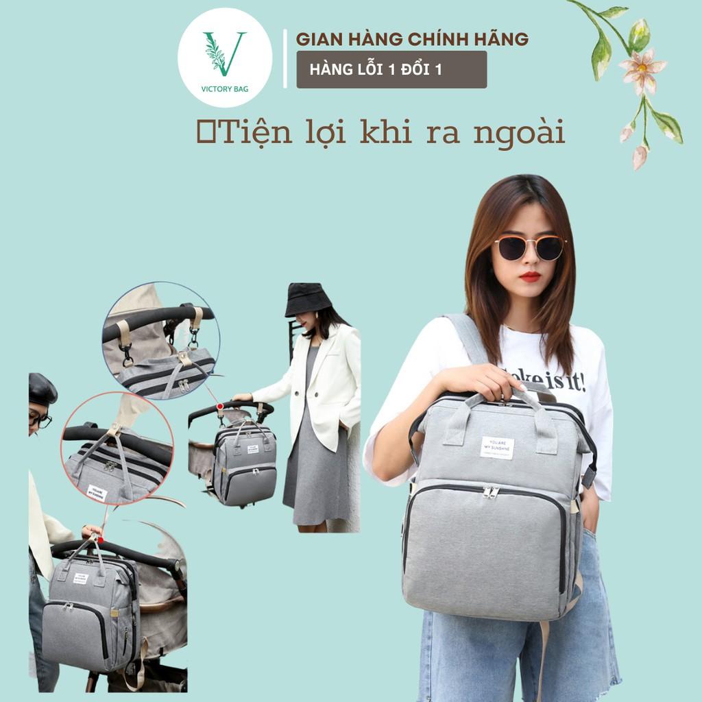 Balo Bỉm Sữa Kèm Giường Cho Bé, Ngăn Giữ Nhiệt, Vải Chống Thấm Tiện Dụng Cao Cấp -SKU: 501 - VICTORY