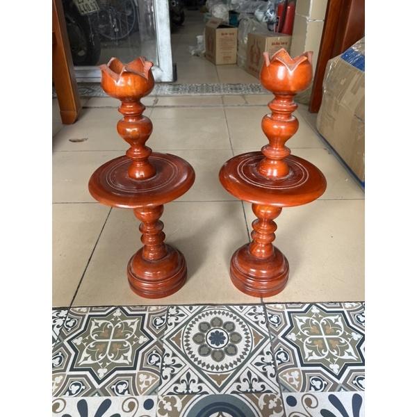 Đôi nến thờ gỗ hương ta cao 45cm