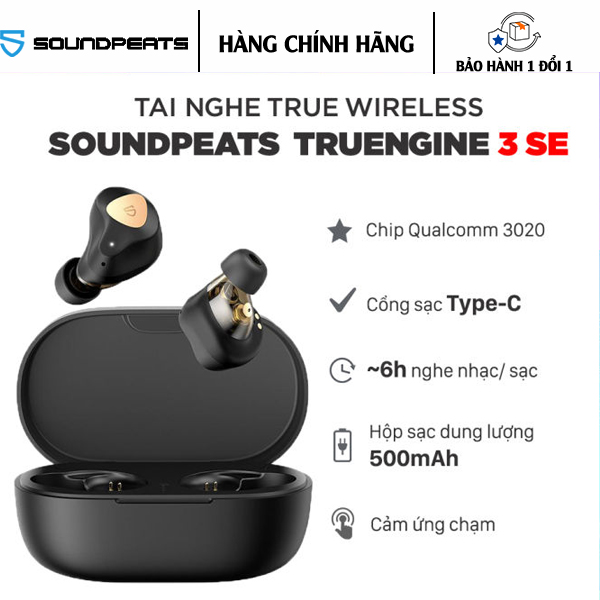 Tai Nghe Bluetooth Earbuds SoundPeats Truengine 3SE với thiết kế được cải tiến siêu nhẹ mang đến cảm giác đeo thoải mái hơn - Hàng Chính Hãng