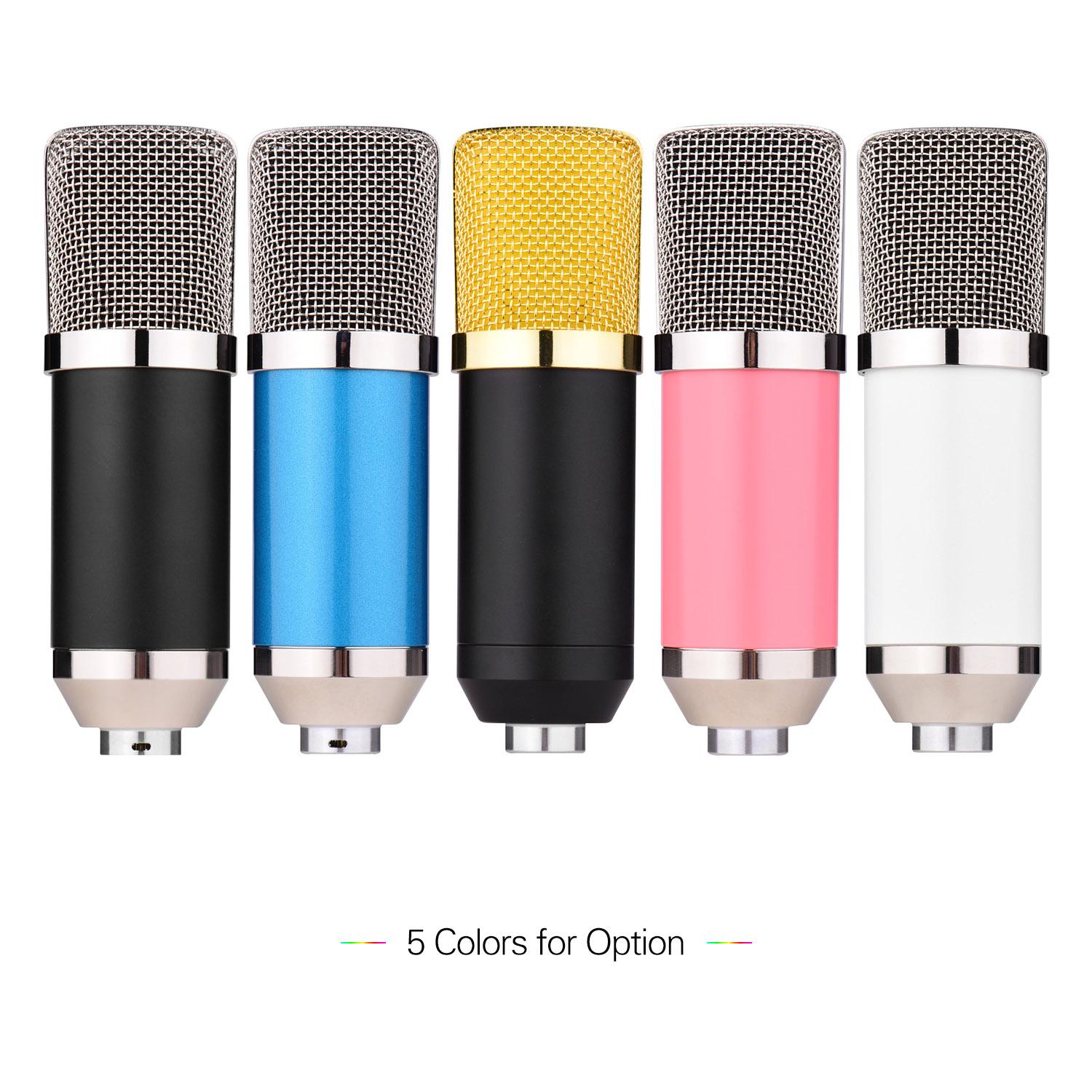 Bộ micrô ngưng tụ thu âm với cạc âm thanh bên ngoài + kính chắn gió micrô + Sốc chuyên nghiệp