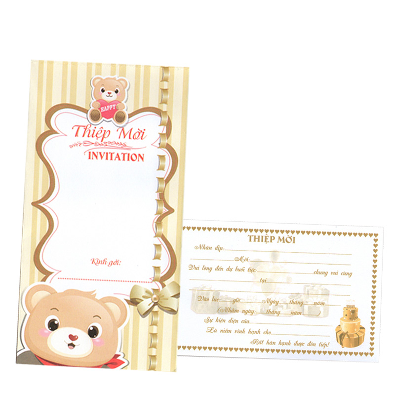 Bộ 10 thiệp mời hình gấu cute bear