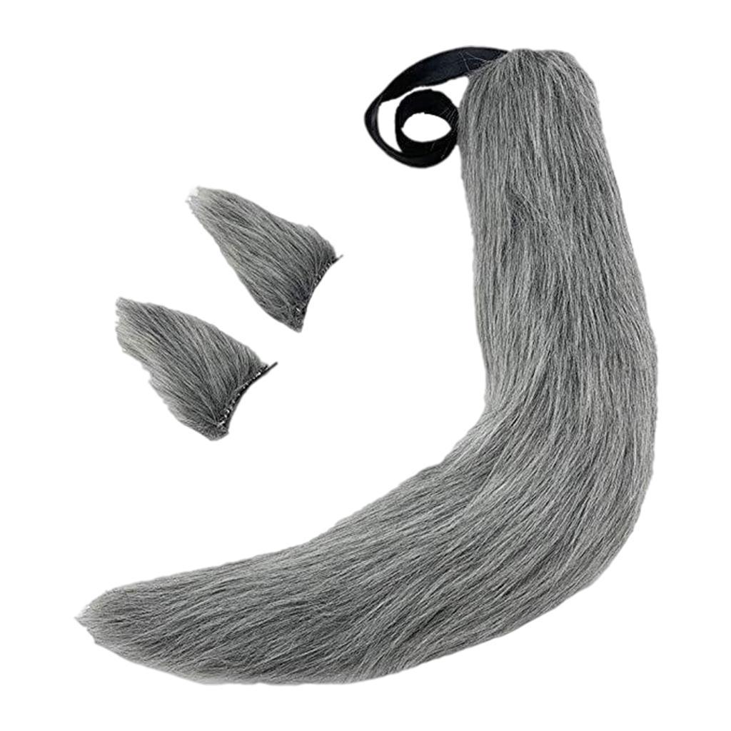 Long Plush  Tail and Ears Anime Cosplay for Halloween Women Accs