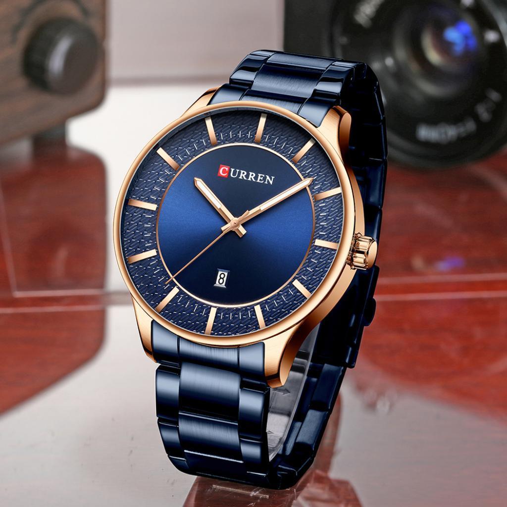 CURREN Mens 12-Hour Dials Analog Waterproof Watch Husband Wristwatch
