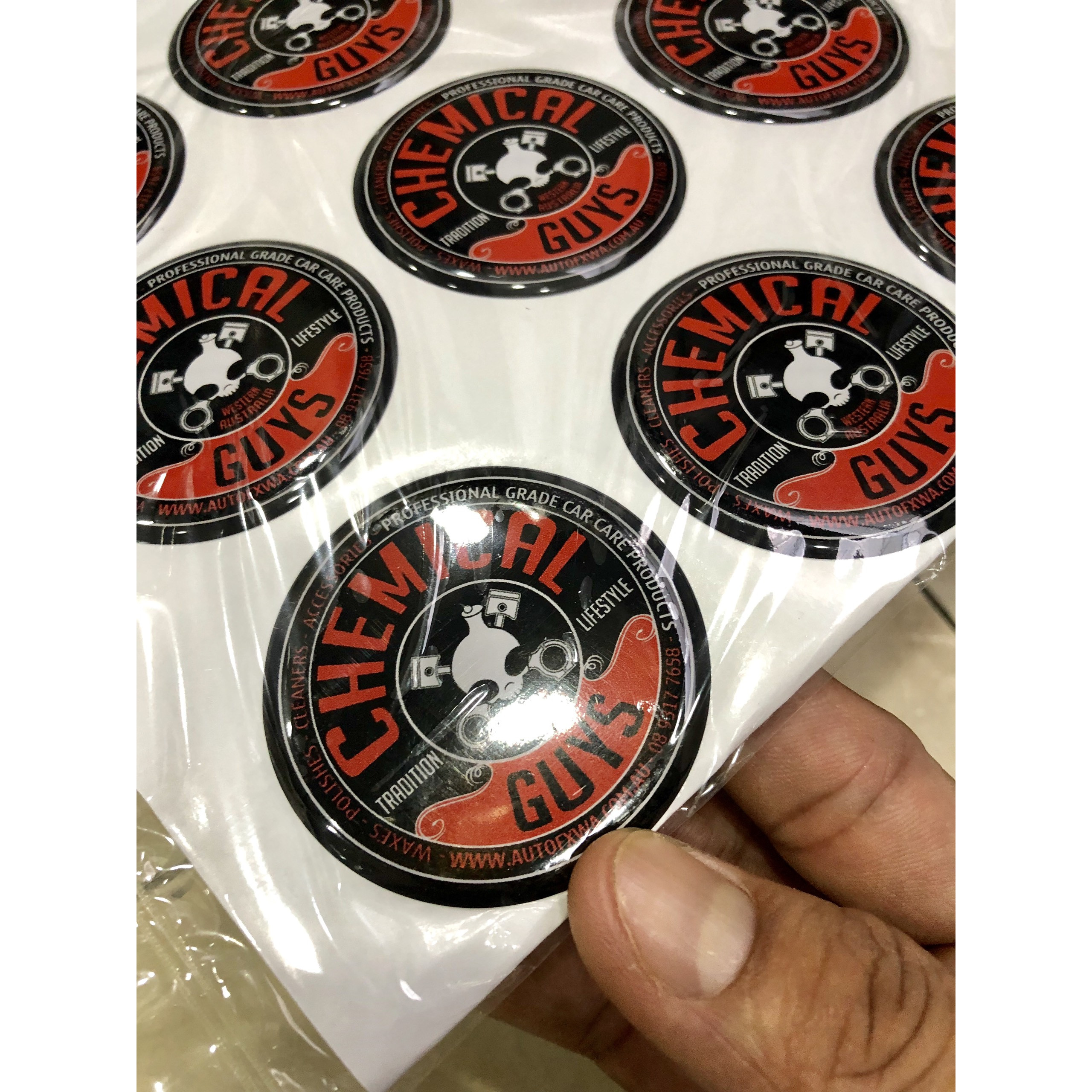 BỘ 6 LOGO DECAL ĐỔ NHỰA CAO CẤP CHEMICAL GUYS QUY CÁCH TRÒN 50MM