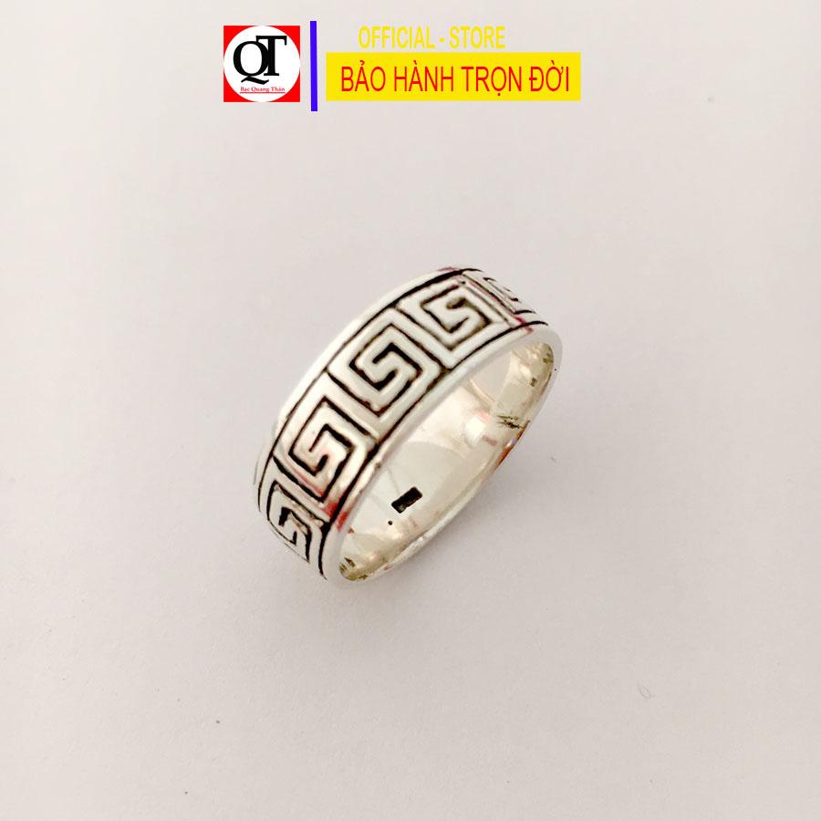 Nhẫn nam bạc chữ vạn sơn đen bản 0.7cm chất liệu bạc ta trang sức Bạc Quang Thản - QTBTha126