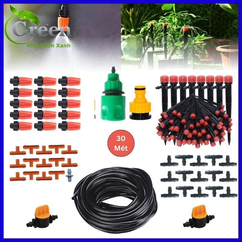 Bộ kit tưới nhỏ giọt que cắm 8 tia đỏ kết hợp tưới phun sương 20/30 béc