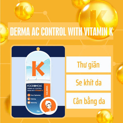 Hộp 10 Mặt Nạ Dưỡng Ẩm Cân Bằng Phục Hồi Giúp Da Thư Giãn Chiết Xuất Vitamin K Foodaholic Derma AC Control Mask 23g x 10