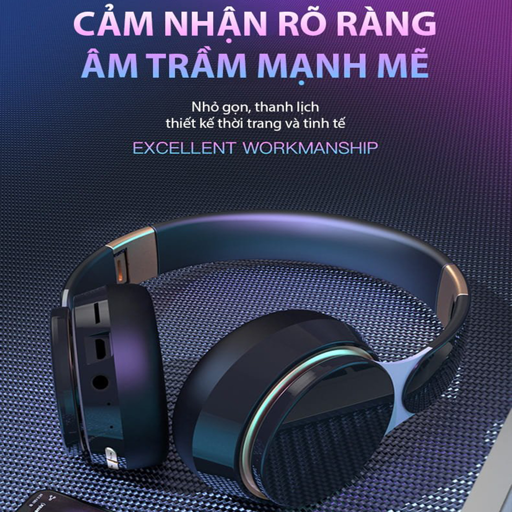 Tai Nghe Chụp Tai Smart Headphone T7 Tai Nghe Bluetooth Chụp Tai Có Mic Chơi Game Lắp Được Thẻ Nhớ Tương Thích Với Máy Tính Điện Thoại Có Thẻ Nhớ Pin Trâu Âm Bass Cực Chất - ML024