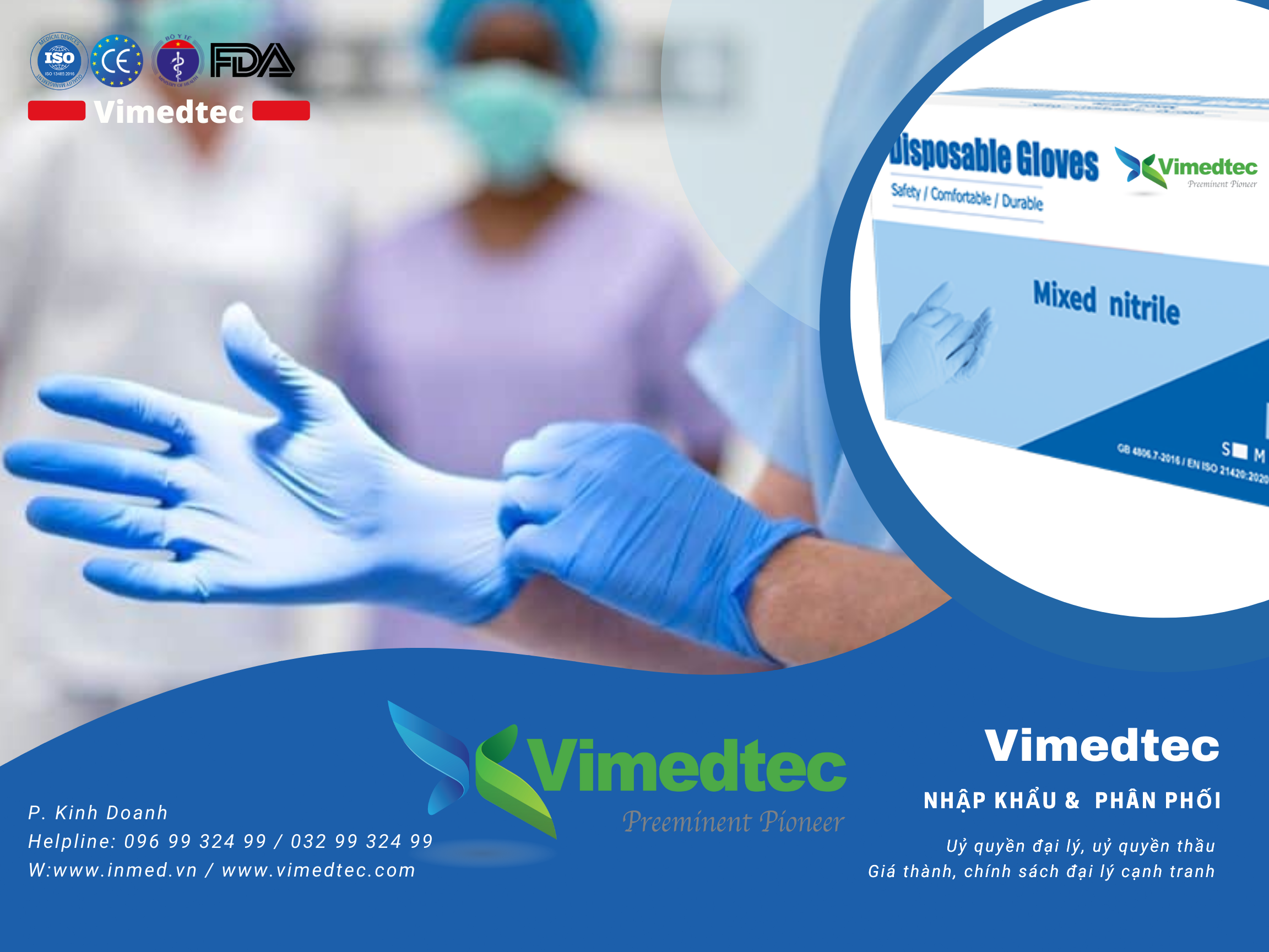 Size S Vimedtec Găng Tay Y Tế Cao Su Không Bột, Chỉ Định Dùng Khám Chữa Bệnh, Môi Trường Y Tế Xét Nghiệm Dịch Bệnh Hoá Chất, Chế Biến An Toàn Thực Phẩm. Không Gây Dị Ứng. Cổ Tay Se Viền Chống Tuột. Hộp 100 Chiếc, 50 Đôi. Nhập Khẩu