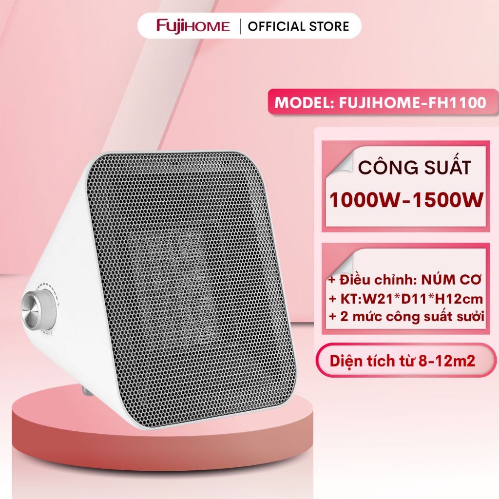 Quạt sưởi gốm ấm Mini nhập khẩu không khô da Fujihome, Hàng Chính hãng bảo hành 2 năm