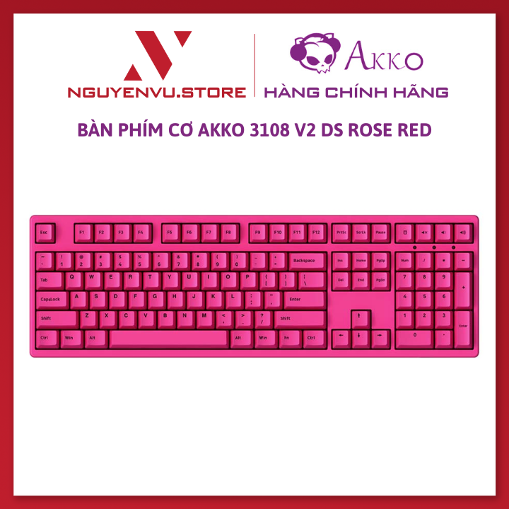 Bàn phím cơ AKKO 3108 v2 DS Rose Red (Gateron switch) - Hàng chính hãng