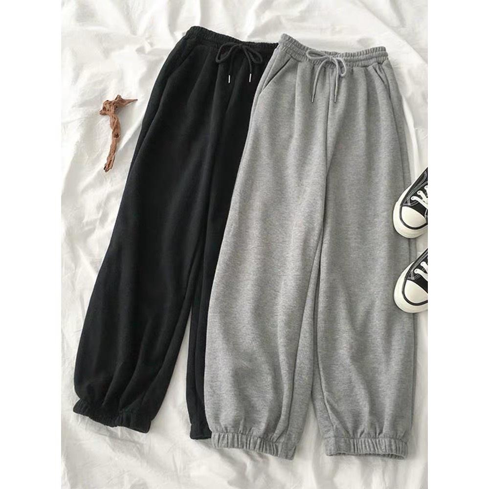 Quần nỉ ống BOOM Unisex - Jogger thun trơn cạp chun dáng rộng ulzzang, QUẦN Nỉ BO GẤU HOT QN21