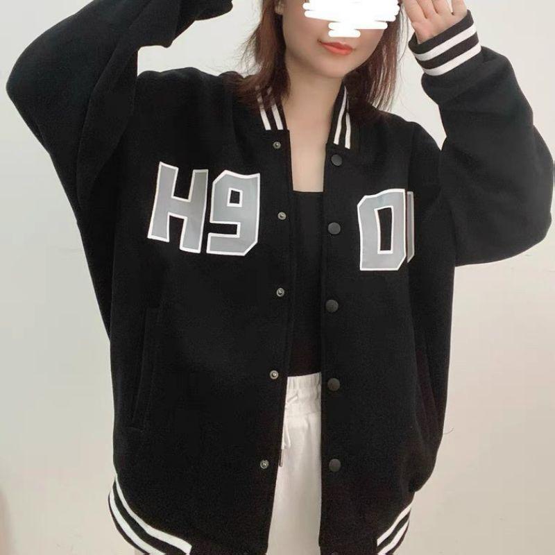 Áo khoác Dù Bomber H909 Nam Nữ Rẻ Đẹp Áo Khoác Gió In Chữ Màu Đen Couple Cặp Đôi Kiểu Bóng Chày Bomber Jacket