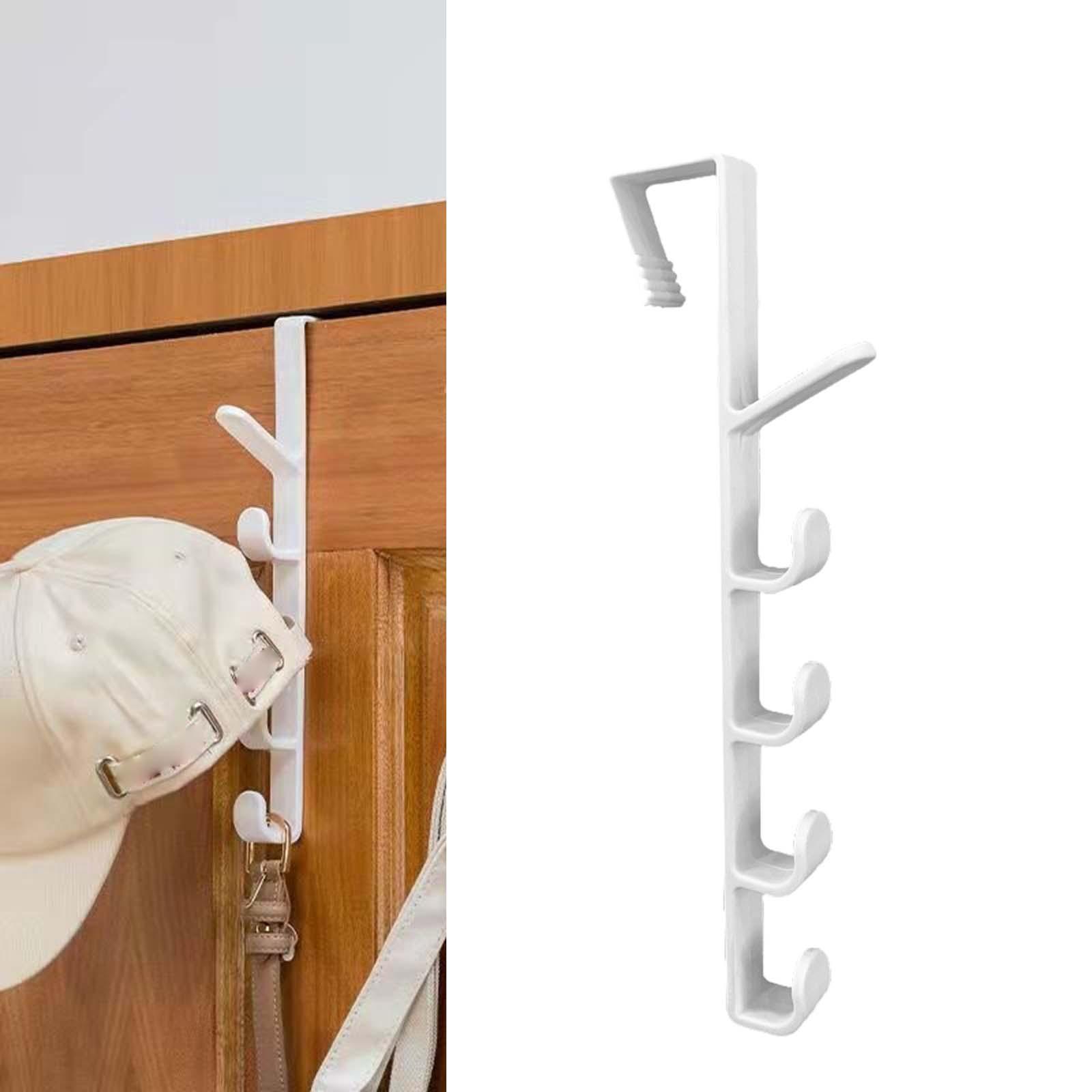 over The Door Hanger Cabinet Door Hook behind The Door, Space Saving Storage Hooks, Door Hook Organizer Rack with 5 Hooks for Bedroom Wardrobe