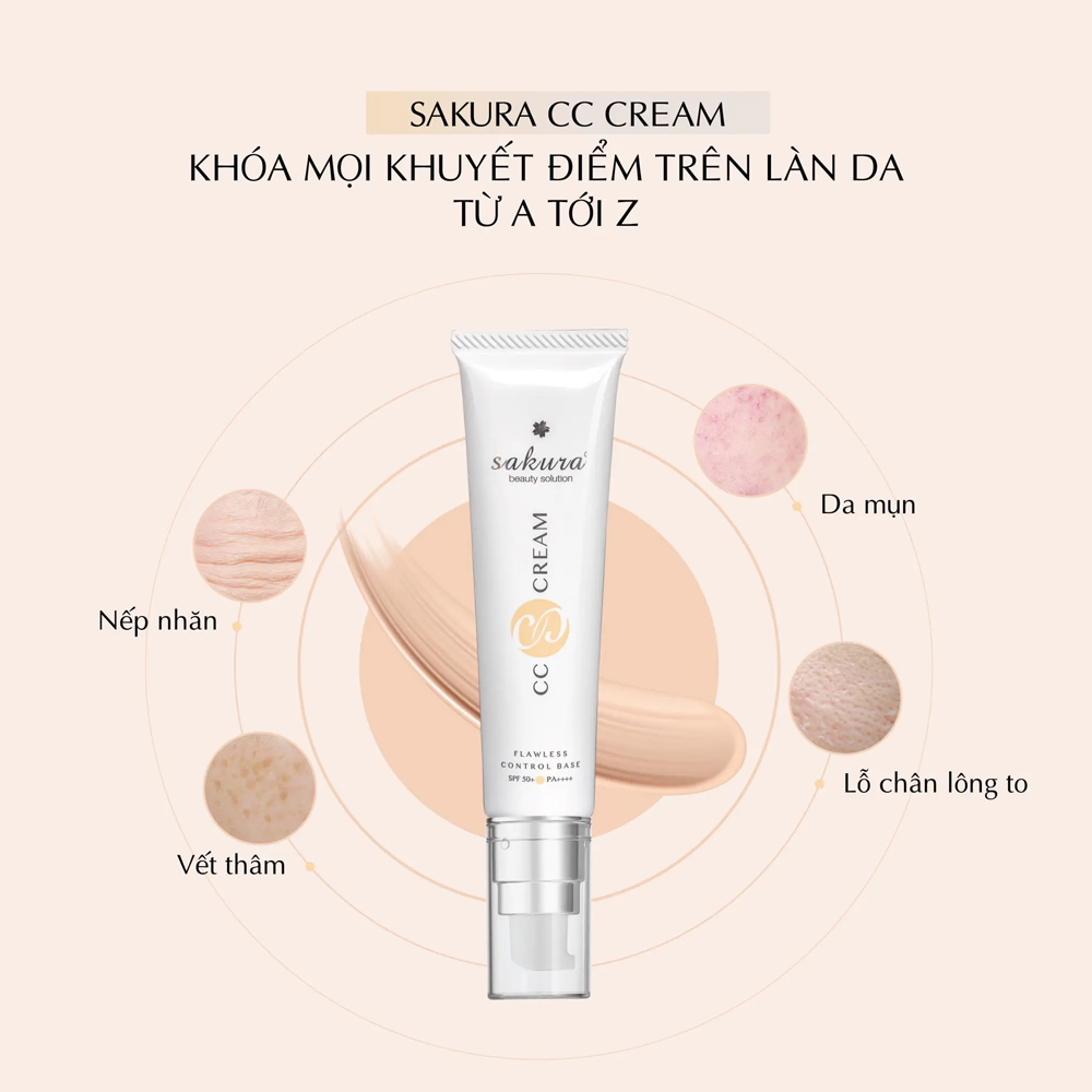 Kem trang điểm đa năng Sakura CC Cream Flawless Control Base SPF50+ PA++++ 40ml