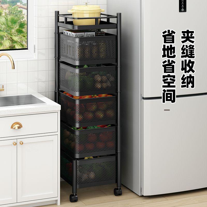 Giá thấp nhất giá nhà bếp sàn nhiều lớp giỏ lưu trữ rau di động xe đẩy quay nhà miễn phí cài đặt kệ lưu trữ
