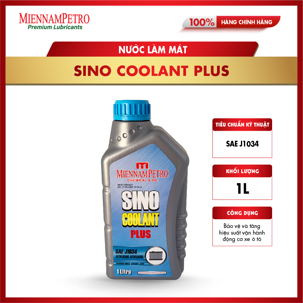 Nước Làm Mát MiennamPetro Sino Coolant Plus SAE J1034 1L Phù Hợp Xe Máy, Xe Ô Tô Và Thiết Bị Công Nghiệp