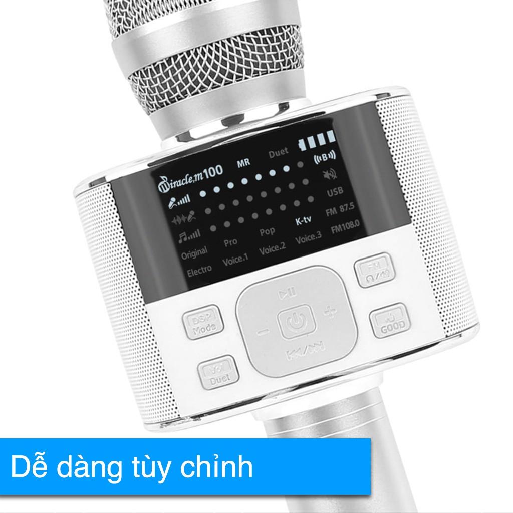 Micro Karaoke Bluetooth Hát Trên Điện Thoại  Hàn Quốc Miracle M100 màu trắng - Hàng Chính Hãng