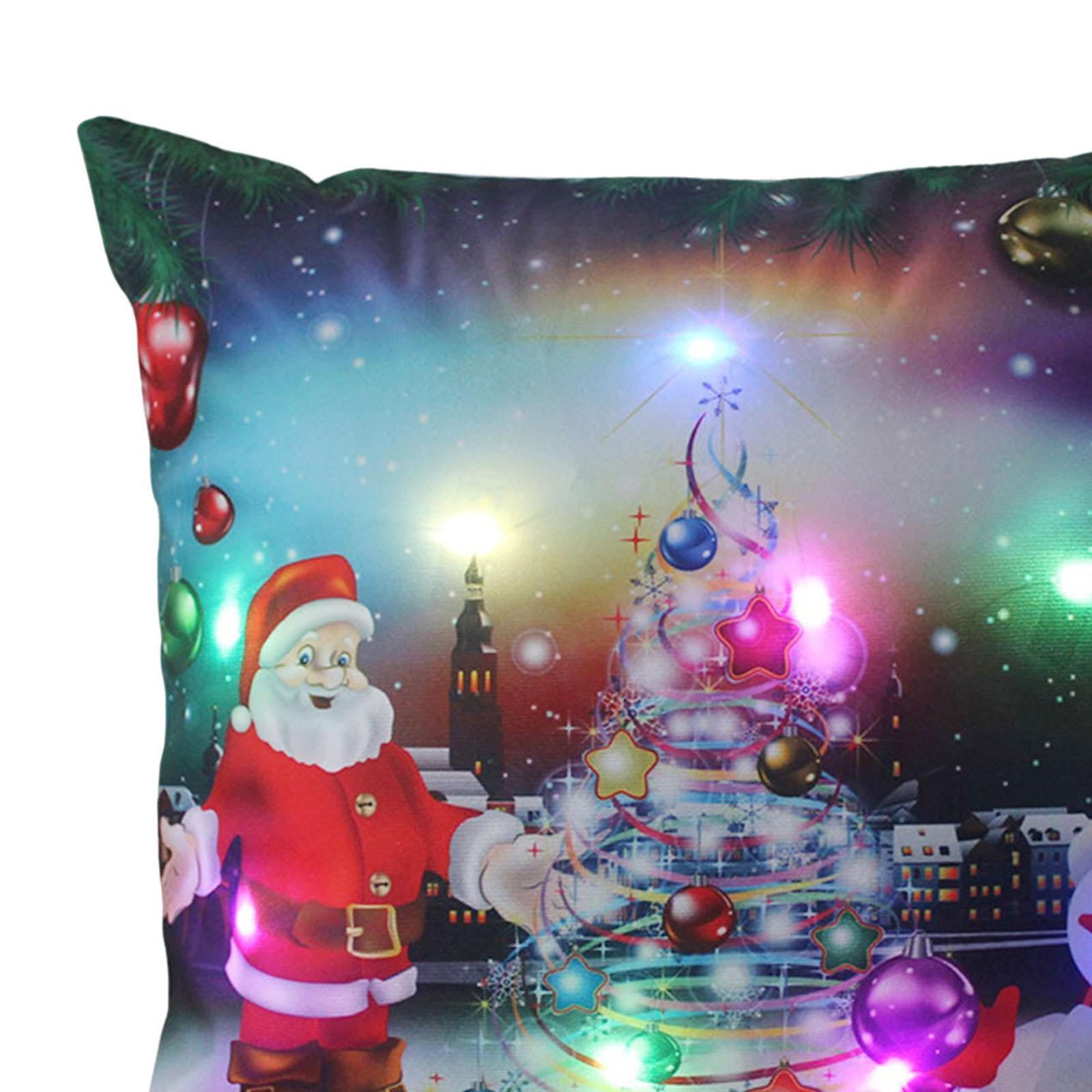 Christmas Pillow Cover Pillowcase with Light Xmas Cushion Cover for Living Room Bedroom