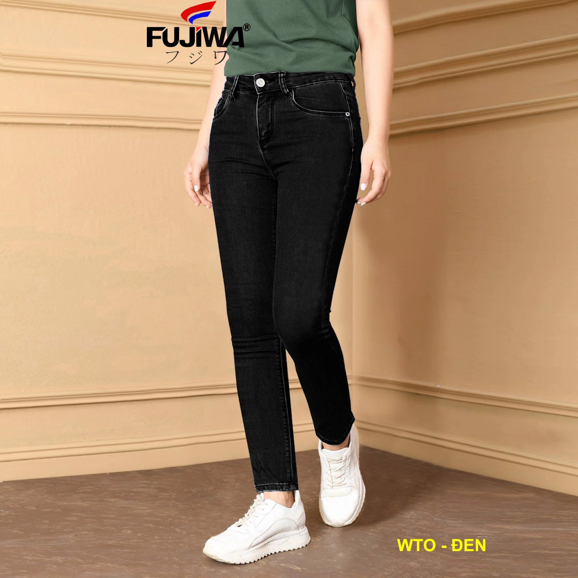 Quần Jean Nữ Đẹp Fujiwa - WTO. Quần Lưng Cao Ống Đứng, chất jean co giãn tốt Rất Đẹp. Size 26, 27, 28, 29, 30, 31, 32 (42kg - 70kg)